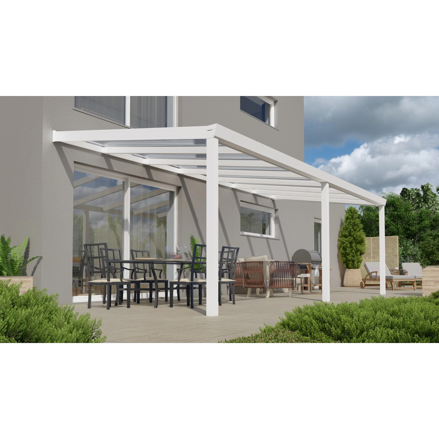 Terrassenüberdachung Professional 700 cm x 350 cm Weiß PC Klar günstig online kaufen