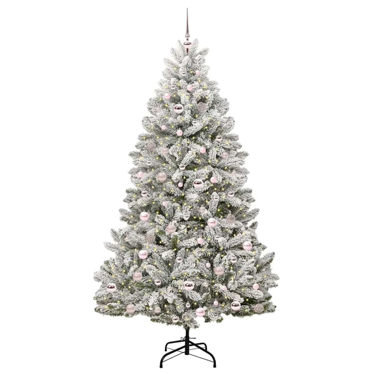 vidaXL Künstlicher Weihnachtsbaum Grün und Weiß 210 cm PVC und Metall 3395759