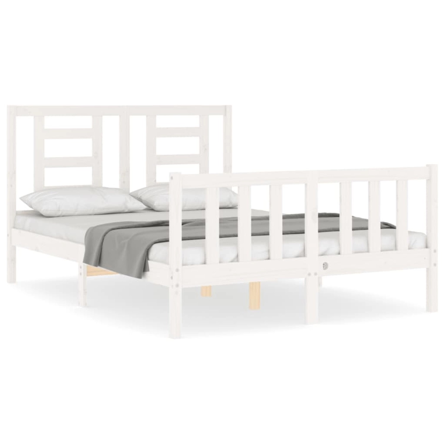 vidaXL Massivholzbett ohne Matratze Weiß 140x190 cm Kiefernholz 3192862 günstig online kaufen