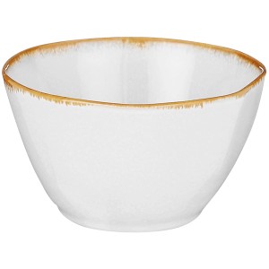 Weiße Mica Decorations Schale Tabo, Ø 11cm, mit braunem Rand. Geschirr aus Keramik.