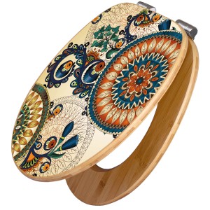 Banjado WC-Sitz aus Bambus mit Mandala-Motiv und Absenkautomatik.