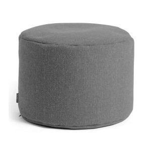 Grauer mokebo Pouf Hocker/Sitzhocker aus Recyclingstoff. Vielseitiger, runder Sitzpouf.