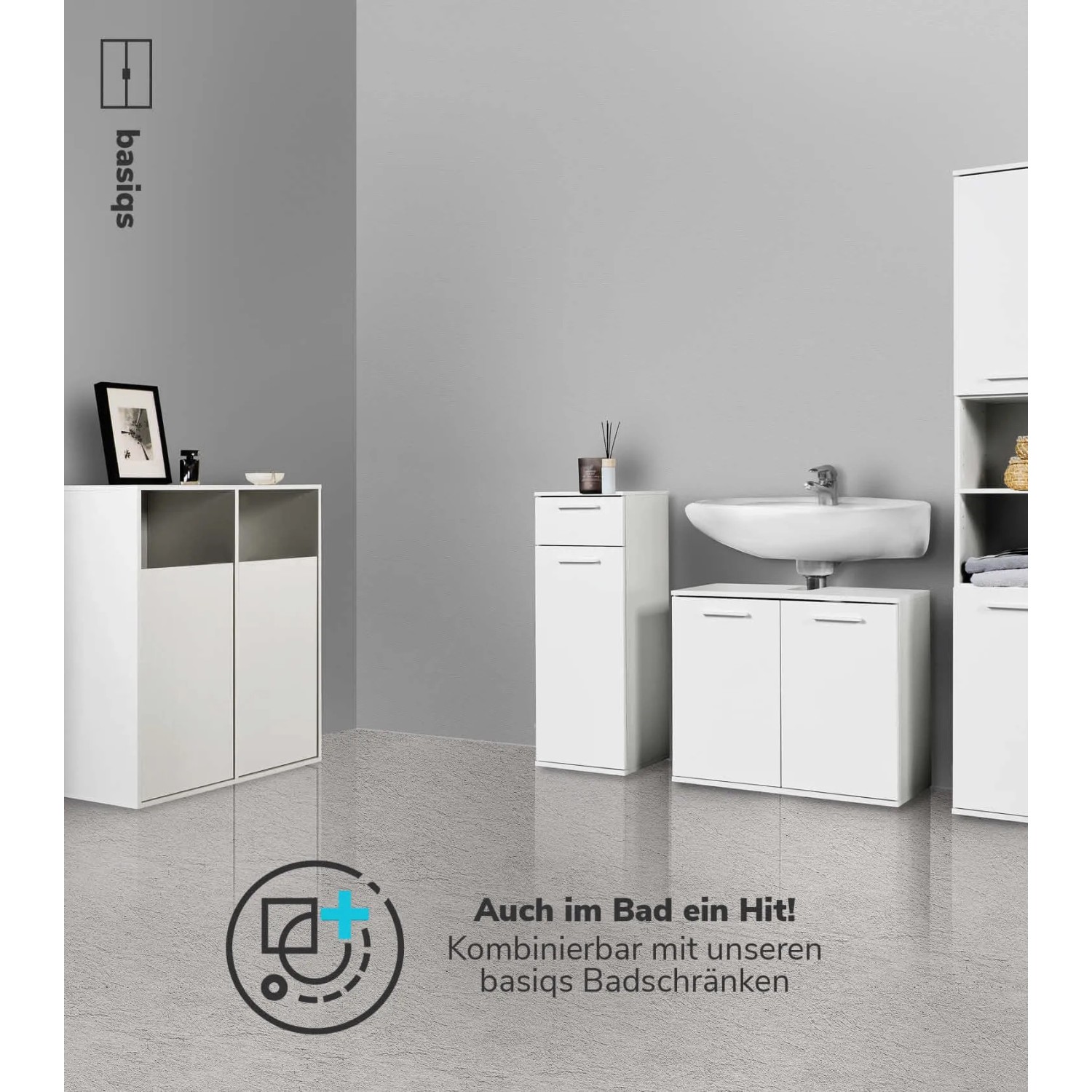 mokebo Wäscheschrank in Weiß mit 2 Fächern als Badregal und Badablage.