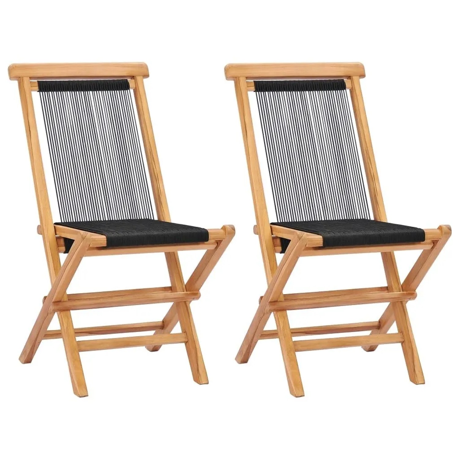vidaXL Klappbare Gartenstühle 2 Stk Massivholz Teak und Seil 49363 günstig online kaufen