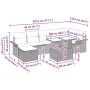 vidaXL Gartenmöbel-Set, 8-teilig, schwarz, Poly Rattan, mit Tisch und Kissen, Maße siehe Bild.