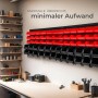 Tectake Wandregal Set mit roten und schwarzen Stapelboxen zur Werkzeugaufbewahrung.