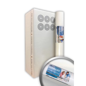 PROFHOME NORMVLIES: Karton mit 6 Rollen glatter, weißer Vliestapete (112,5 m²).