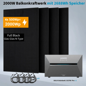 Anker SOLIX 2.000 W Balkonkraftwerk mit Solarbank 3 Pro ohne Halterung
