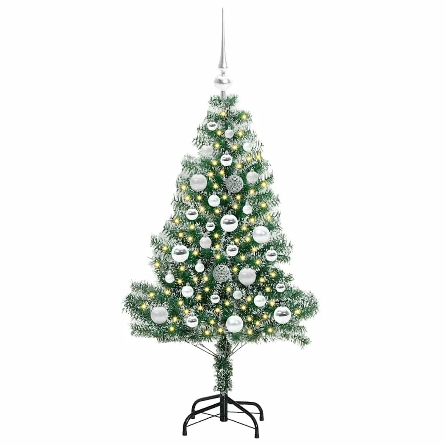 vidaXL Künstlicher Weihnachtsbaum Beschneit mit LED Licht 120 cm 3396802