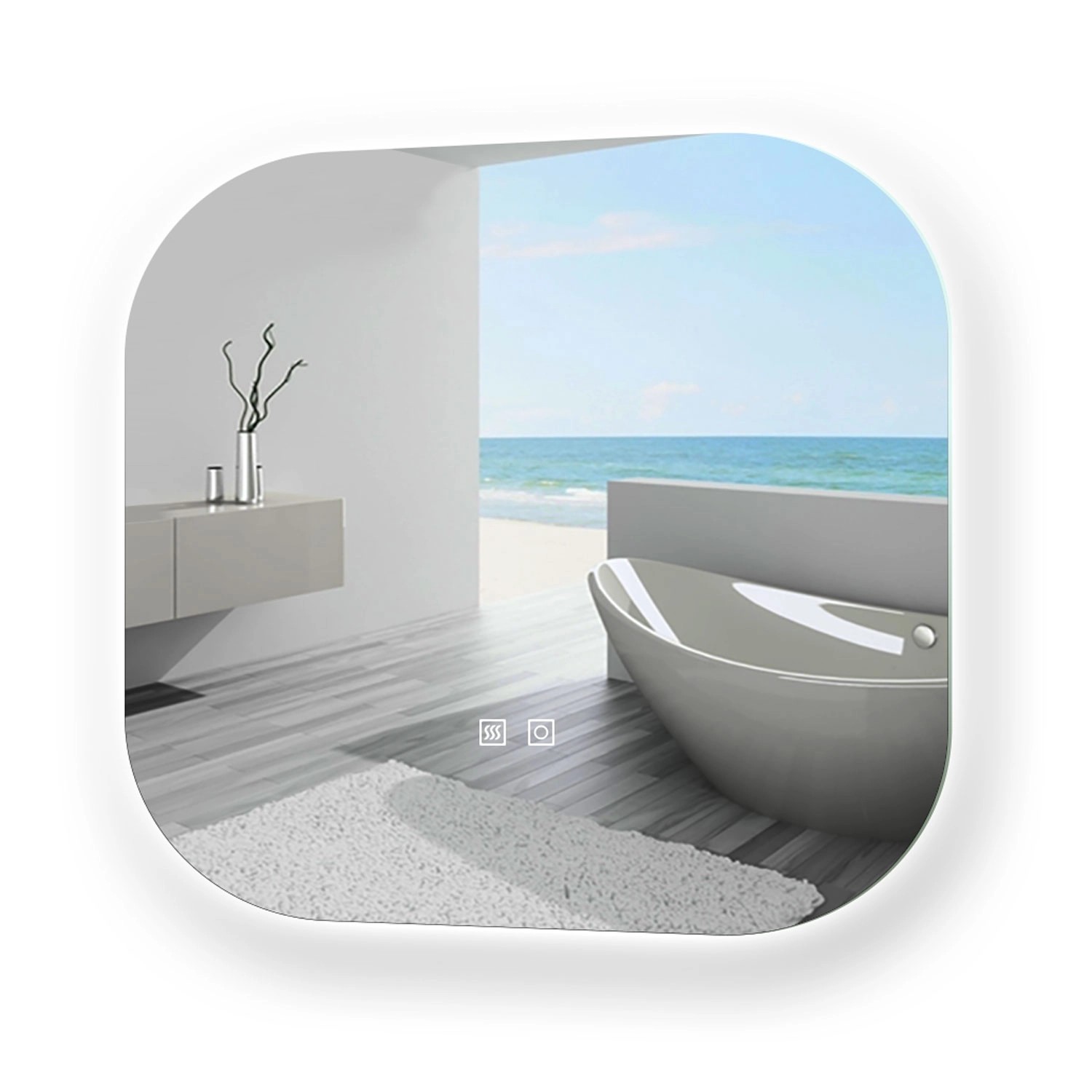 Aica Sanitär Badspiegel Quadrat 50 cm Spiegel mit LED Beleuchtung Touch Wan günstig online kaufen