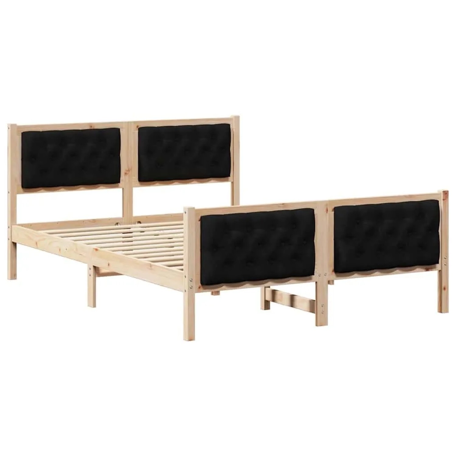 vidaXL Bettrahmen Schwarz 140 x 200 cm Massives Kiefernholz 3394290