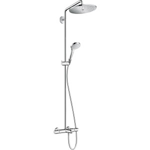Hansgrohe Croma Select S Showerpipe 280 mit Wannenthermostat, Chrom. Brauseset mit Kopf- und Handbrause.