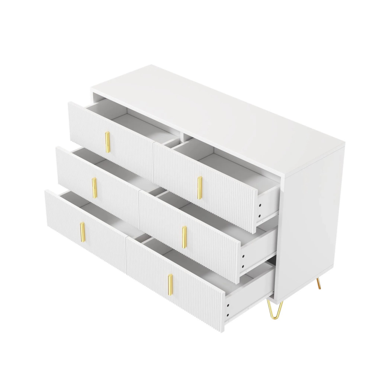 okwish Sideboard mit Goldgriffen Stauraum Wohnzimmer 120x40x77cm Weiß