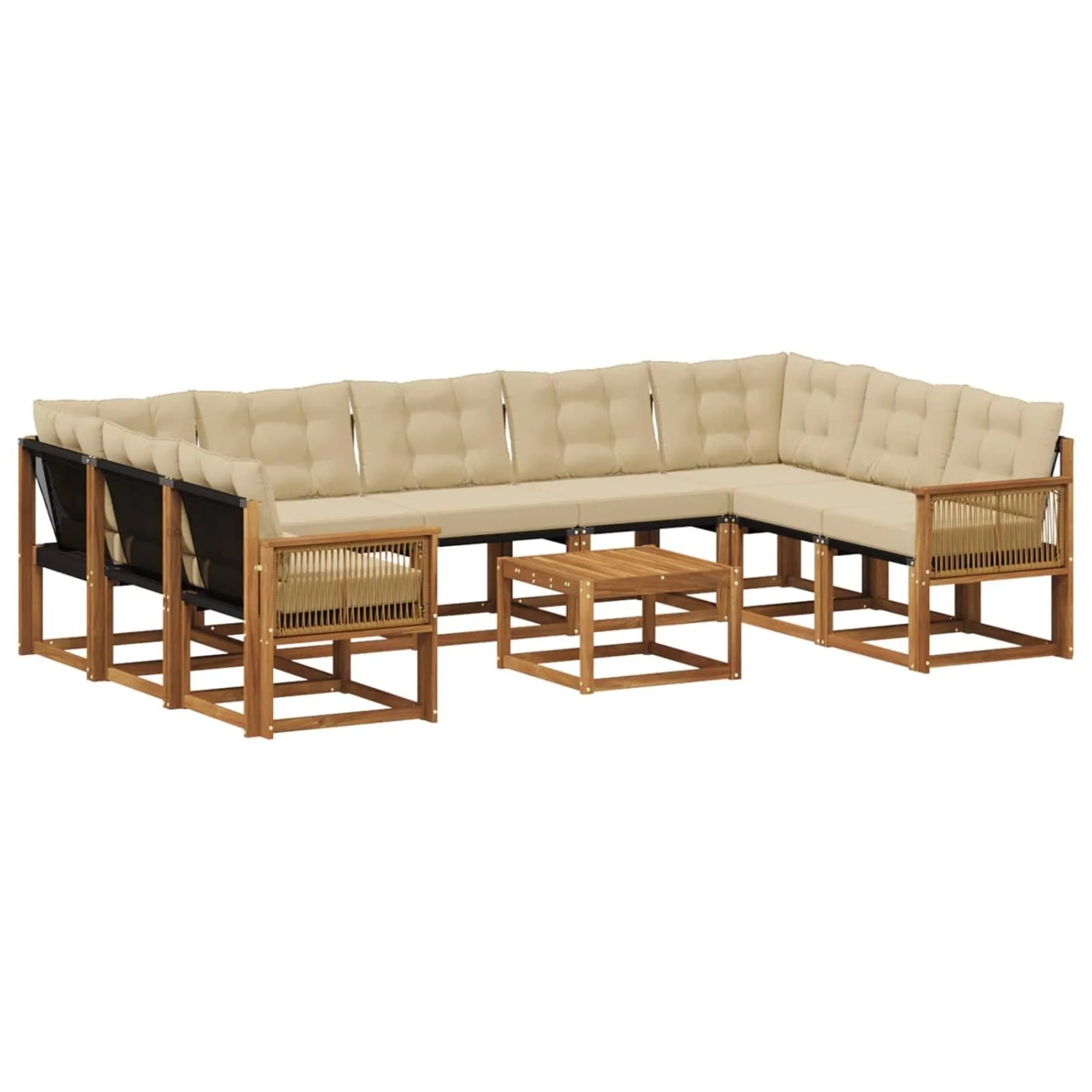 vidaXL Outdoor-Sofagarnitur mit Kissen 10 Stk Natur und Beige 3382229