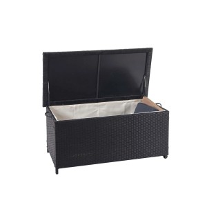 Proregal Poly-Rattan Kissenbox HxBxT 51x100x50cm Premium Schwarz 170L Gartentruhe Auflagenbox Truhe
