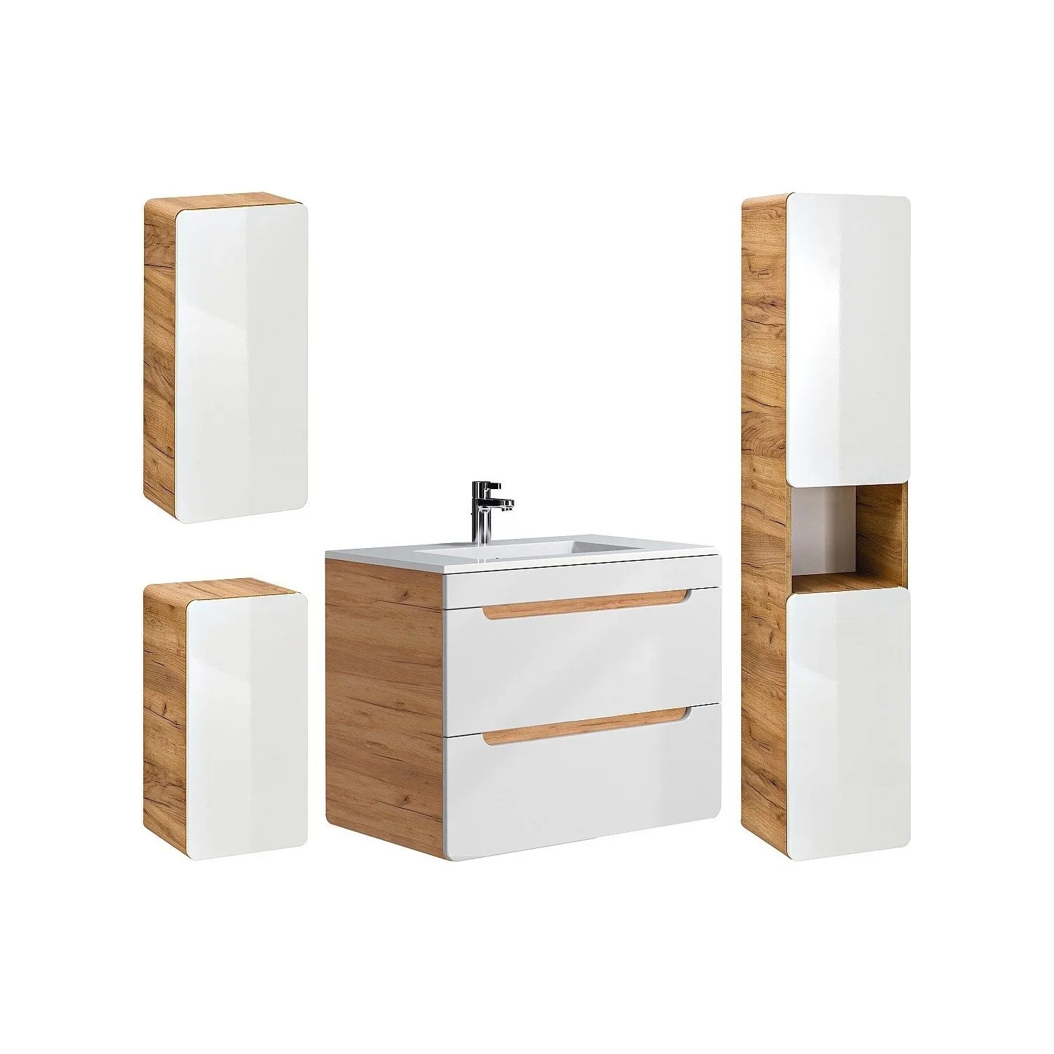 Vente-unique Badmöbel-Set Aruba Naturfarben Hell  Weiß 80 cm
