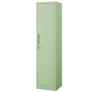 Abschließbarer, pastellgrüner Aktenschrank KADO mit Flügeltür, 185x45x40 cm.