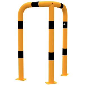 Schake Rammschutzbügel, gelb-schwarz, zum Aufdübeln, 600x1150mm, für Anfahrschutz in Lagerhallen.