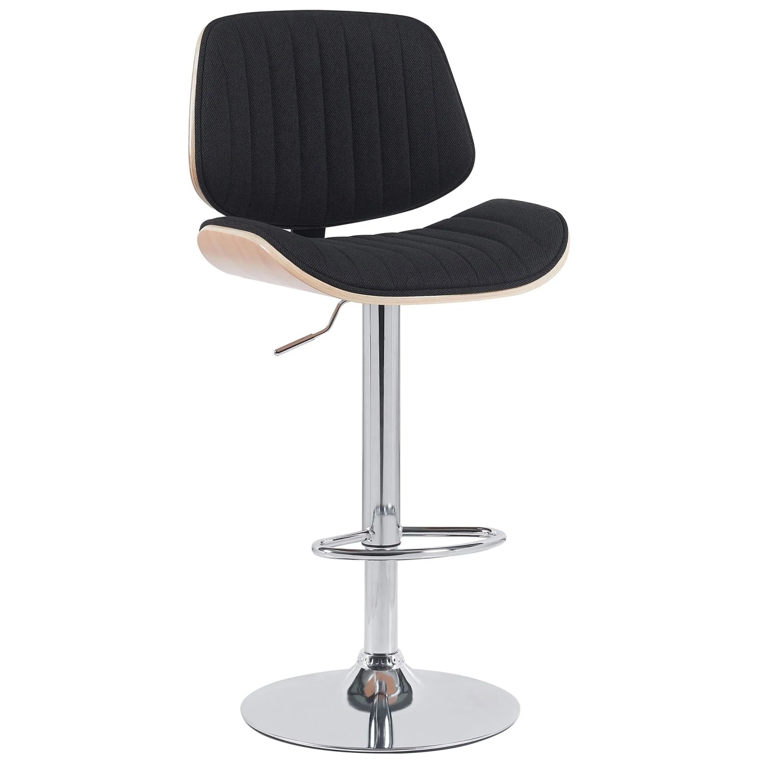 DELUKE Barhocker LOSAN Stoff Natura/schwarz 50x50x94cm Schwarz Hellbraun Silber Barstuhl Höhenverstellbar Mit Lehne Drehbar