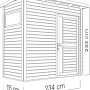 Graues Bertilo Gartenhaus Pentus 1 aus Holz, 115x234 cm, mit Tür und Fenster. Ideal als Gerätehaus.