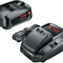 Al-Ko Akku-Set: 18V Akku und Ladegerät, kompatibel mit Bosch-System.