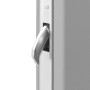 Detailaufnahme: Graue Haustür ThermoSpace Prime Palermo mit silbernem Schwenkriegel.