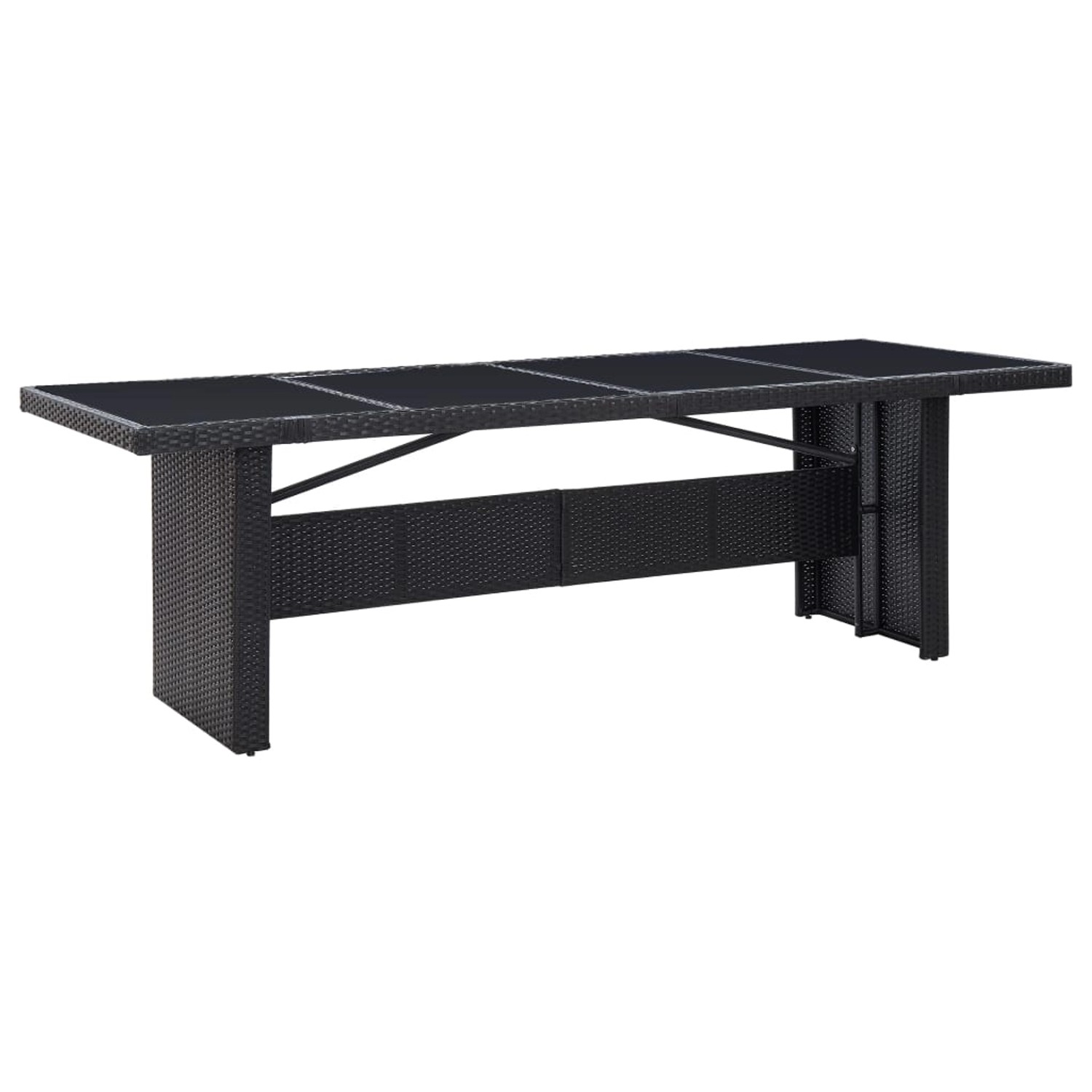 vidaXL Gartentisch Schwarz 240x90x74 cm Poly-Rattan und Glas 310071 günstig online kaufen