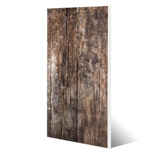 Weiße Magnettafel 37x78cm mit Altes Holz Motiv. Metall Pinnwand inkl. 4 Magnete für Wanddekoration.