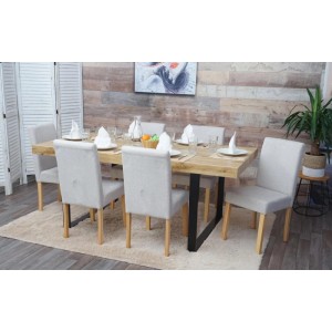 CHEFGASTRO Esszimmerstuhl Klassisch & Zeitlos 90x43x56cm Sitzhöhe 45cm Stoff/Textil Helle Beine Creme-Beige