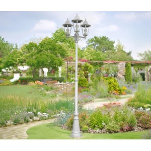 Weißer DELUKE Kandelaber ANNA aus Aluminium, 220 cm hoch, für Garten und Hof.