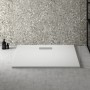 Rechteckige, flache Ideal Standard Duschwanne 100x80 cm in Seidenweiß mit Ablauf.