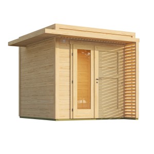 Weka Gartenhaus Amberley mit Doppeltür und Fenster, naturbelassenes Holz, 235x235 cm.