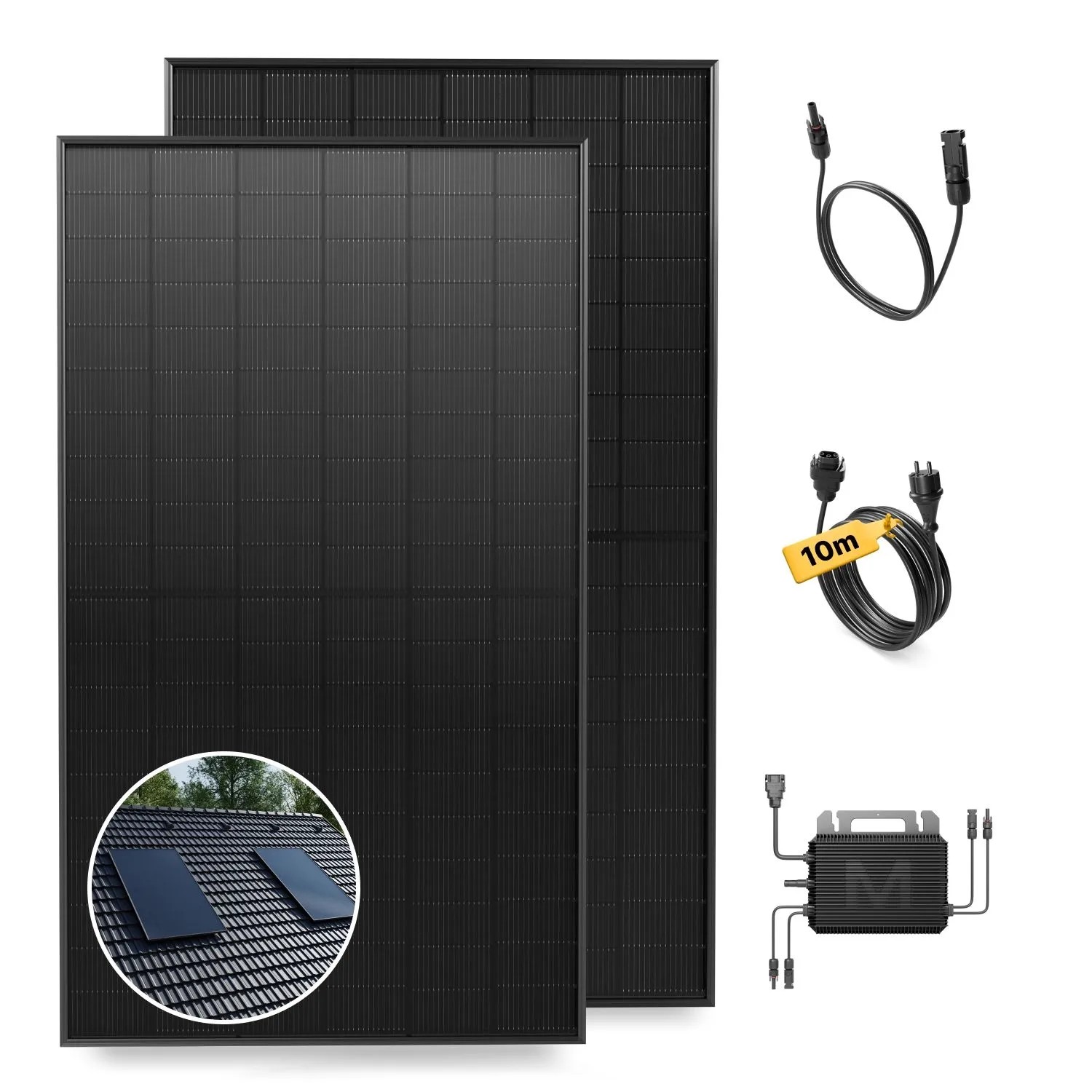 Solakon Balkonkraftwerk 1000W Solaranlage mit Ziegeldach Halterung Einzelmontage Steckerfertig Komplettset Photovoltaik 800W Kabellänge 10m