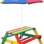 Axi Nick Picknicktisch Regenbogen mit Sonnenschirm, farbenfroher Kindertisch für Spiel & Spaß im Garten.