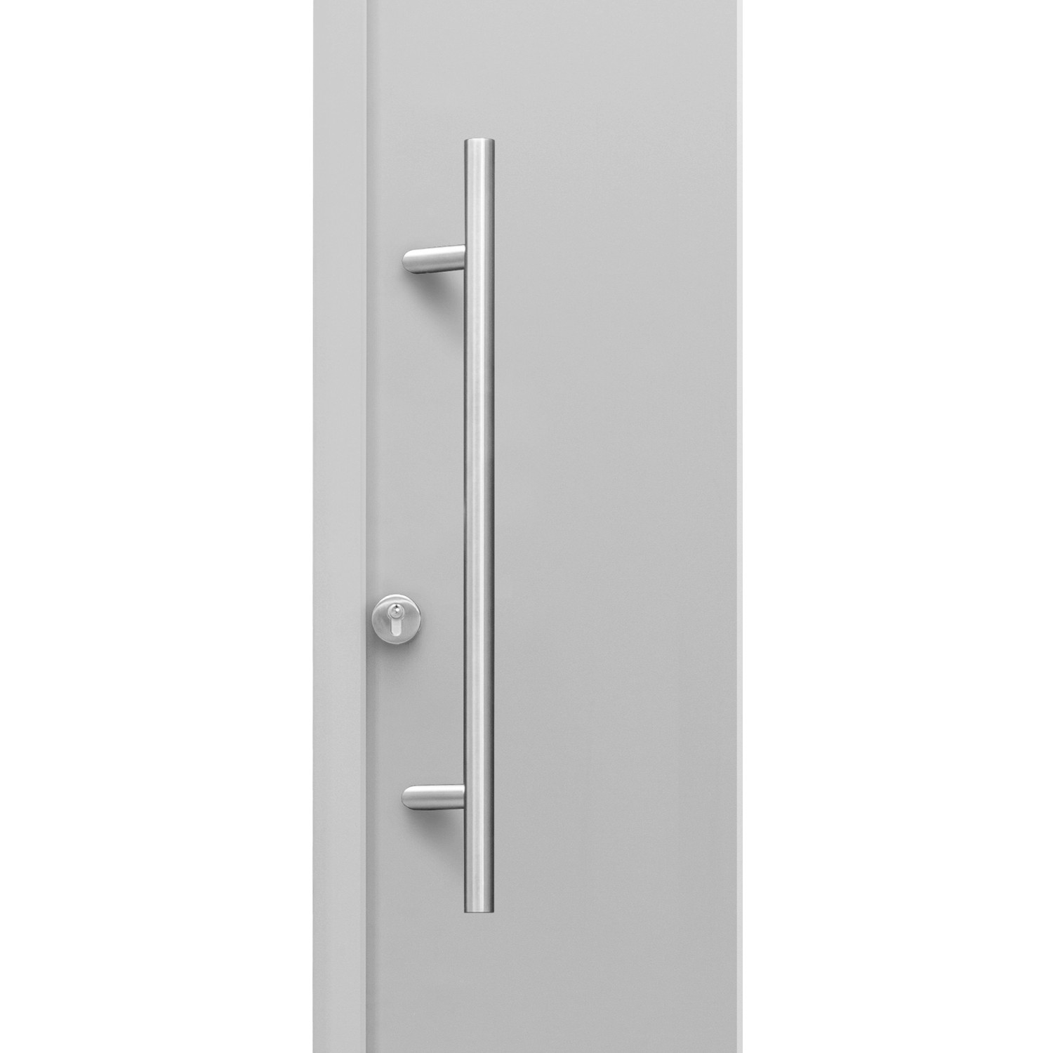 Graue Splendoor Thermospace Haustür Berlin Prime mit Edelstahlgriff, 110x210 cm.