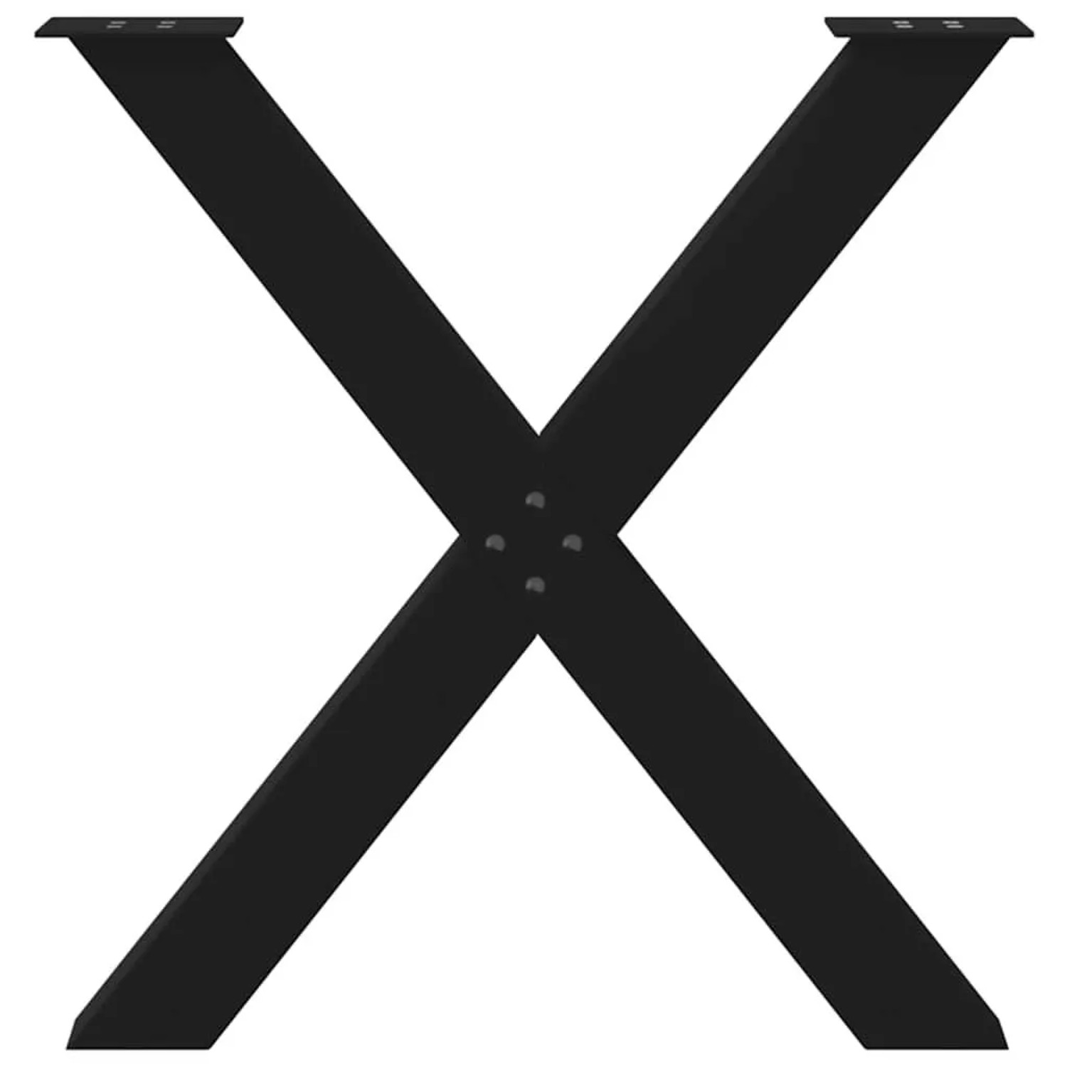 Schwarze vidaXL Esstischbeine in X-Form, 2er Set, aus Stahl. Möbelbeine für individuellen Tischbau.