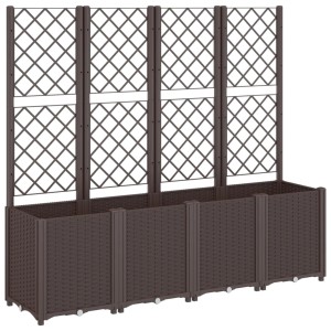 Brauner vidaXL Pflanzkübel mit Rankgitter, 160x40x140 cm, aus Polypropylen.