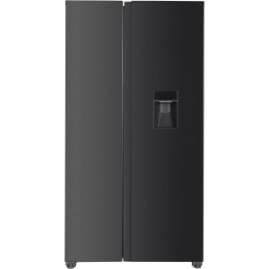 Respekta Side-by-Side Kühl-Gefrierkombination Halvar Black Steel mit Wasserspender.