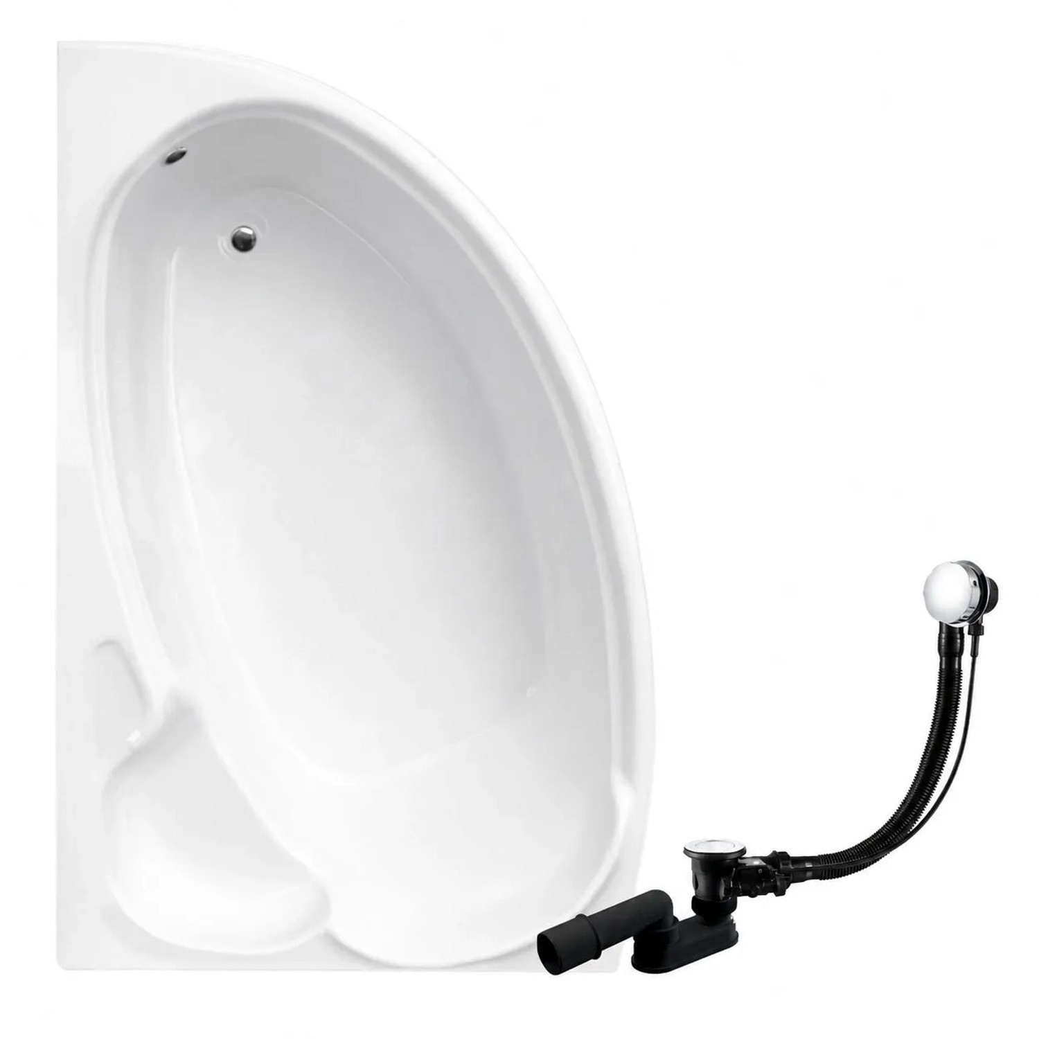 KOLMAN Badewanne Eckwanne 170 x 110 Cm Links Mit Styroporverkleidung Inkl. Ablauf Und Füße