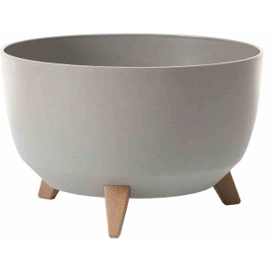 Siena Garden Pflanzgefäß Oslo, grau, Ø 40 cm, mit Holzfüßen.