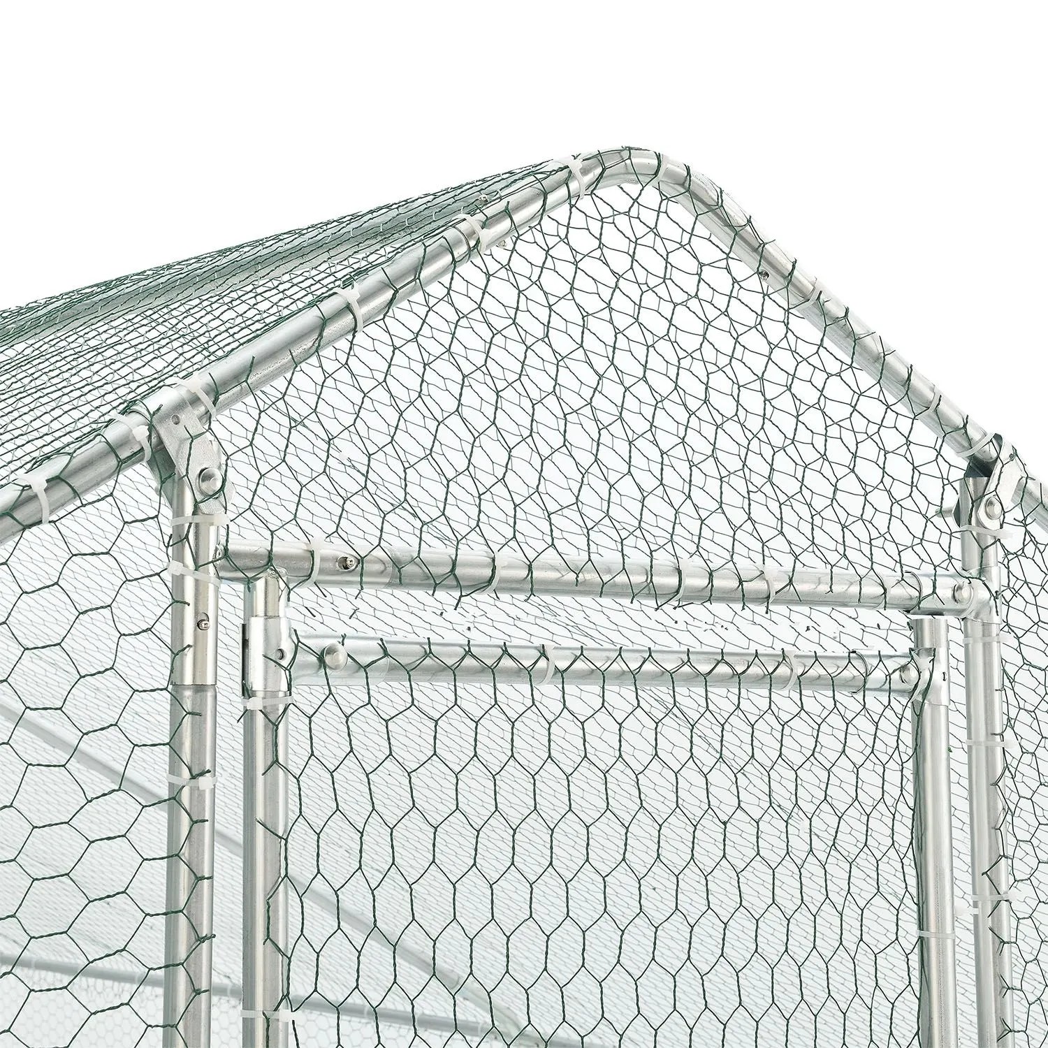 Detailaufnahme: Juskys Freilaufgehege HLS25T, 3x4x2m, mit Drahtgeflecht und Tür.