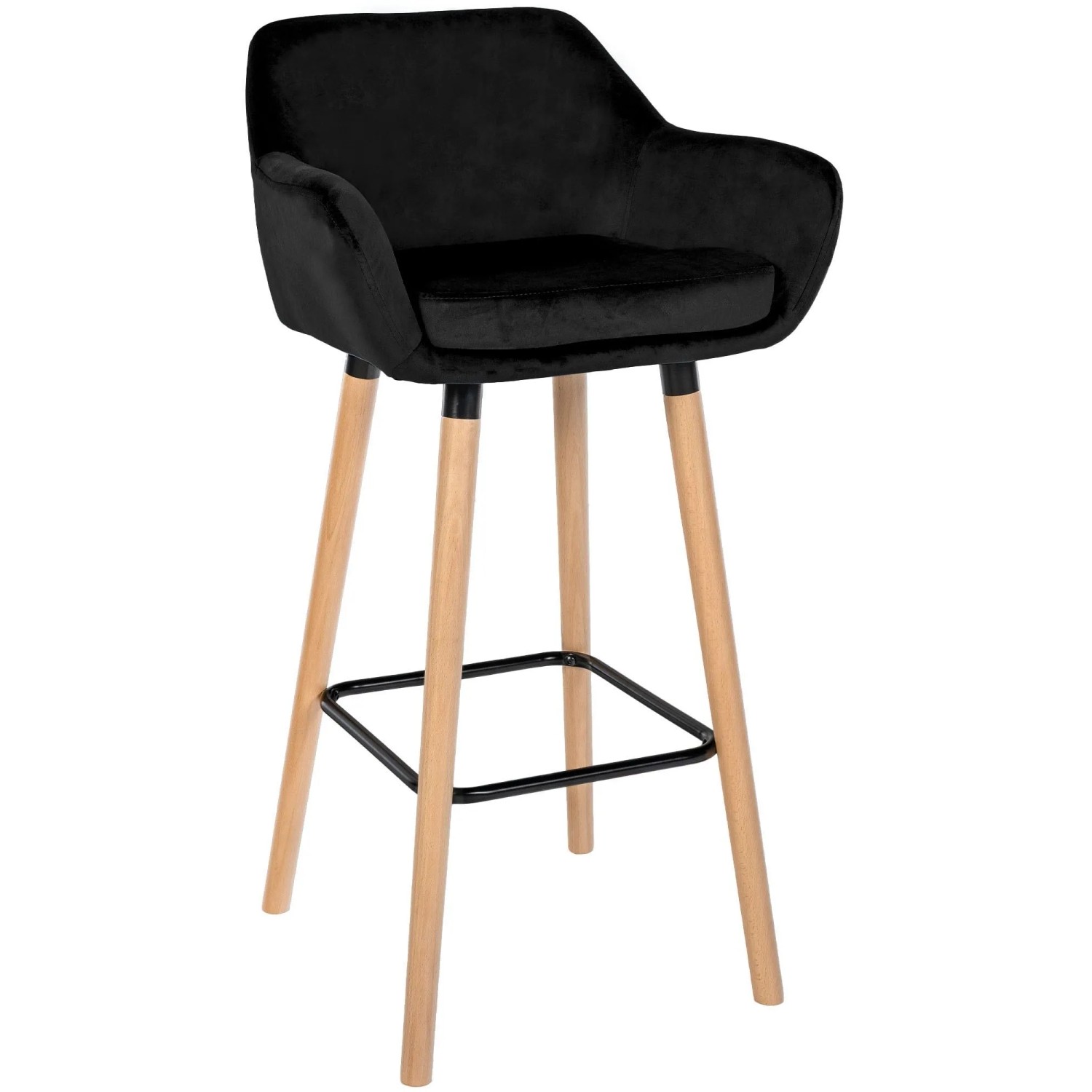 DELUKE Barhocker MIRID Samt Schwarz 55x46x99cm Barstuhl Mit Lehne Tresenhocker Tresenstuhl