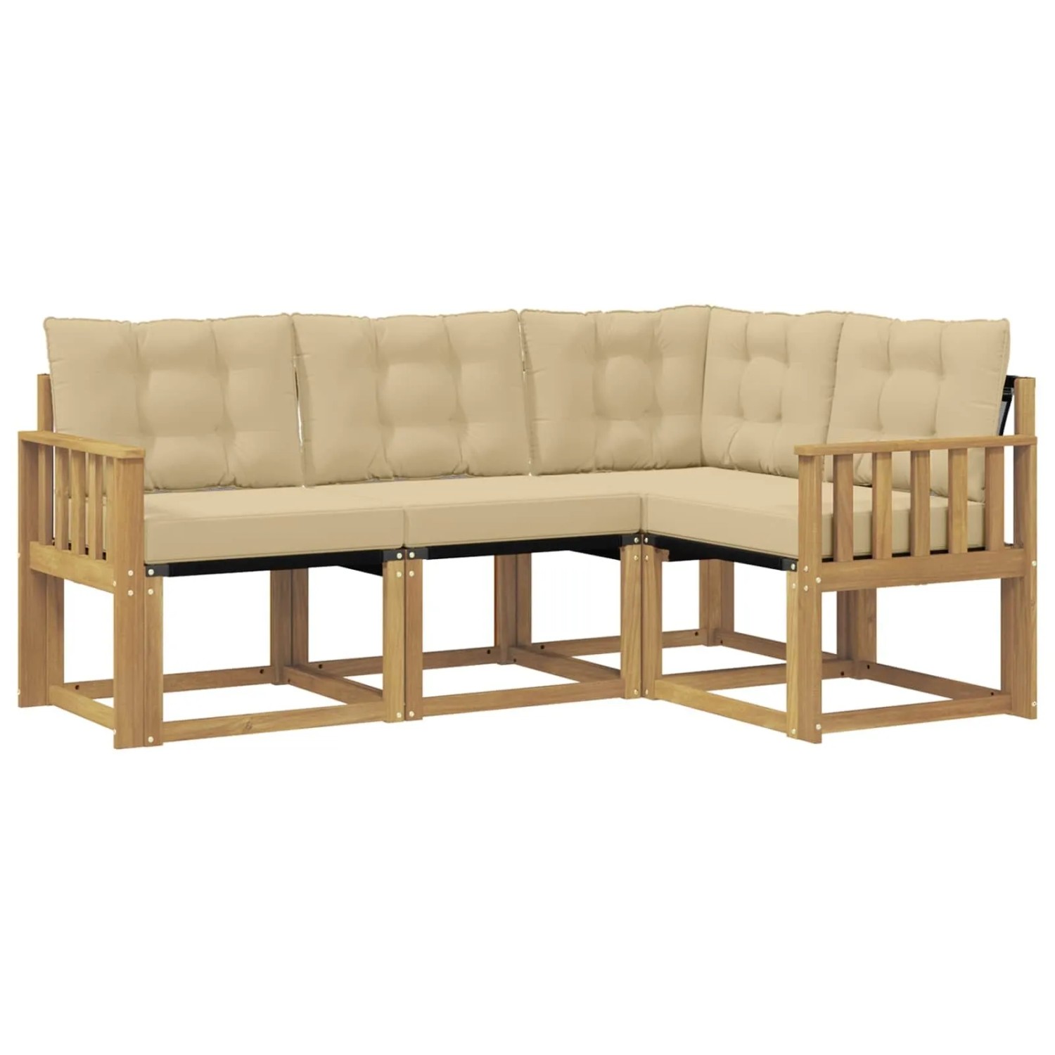 vidaXL Outdoor-Sofagarnitur mit Kissen 4-Tlg Weiß und Beige 3389427