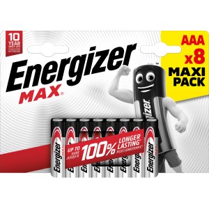 Energizer Max AAA Batterien, 8er-Pack. Alkaline-Batterien für Geräte des täglichen Gebrauchs.