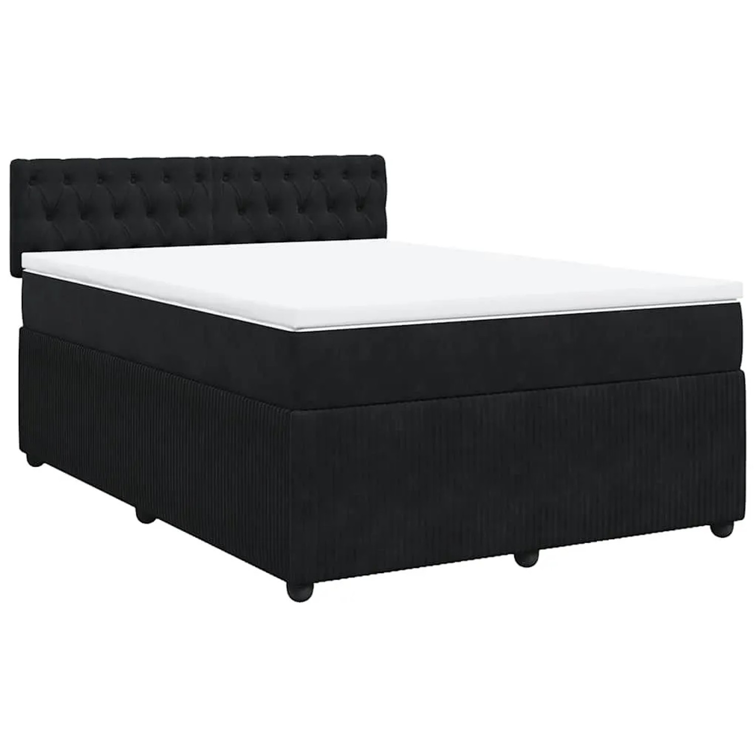 vidaXL Boxspringbett mit Matratze Schwarz 140x190 cm Samt 3290042