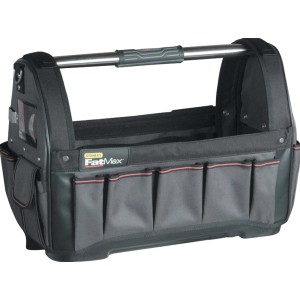 Offene Stanley FatMax Werkzeugtrage aus Nylon mit wasserdichtem Boden.