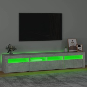 VidaXL TV-Schrank mit LED, Betongrau, 210 cm breit. Wohnwand mit Stauraum und grüner Beleuchtung.