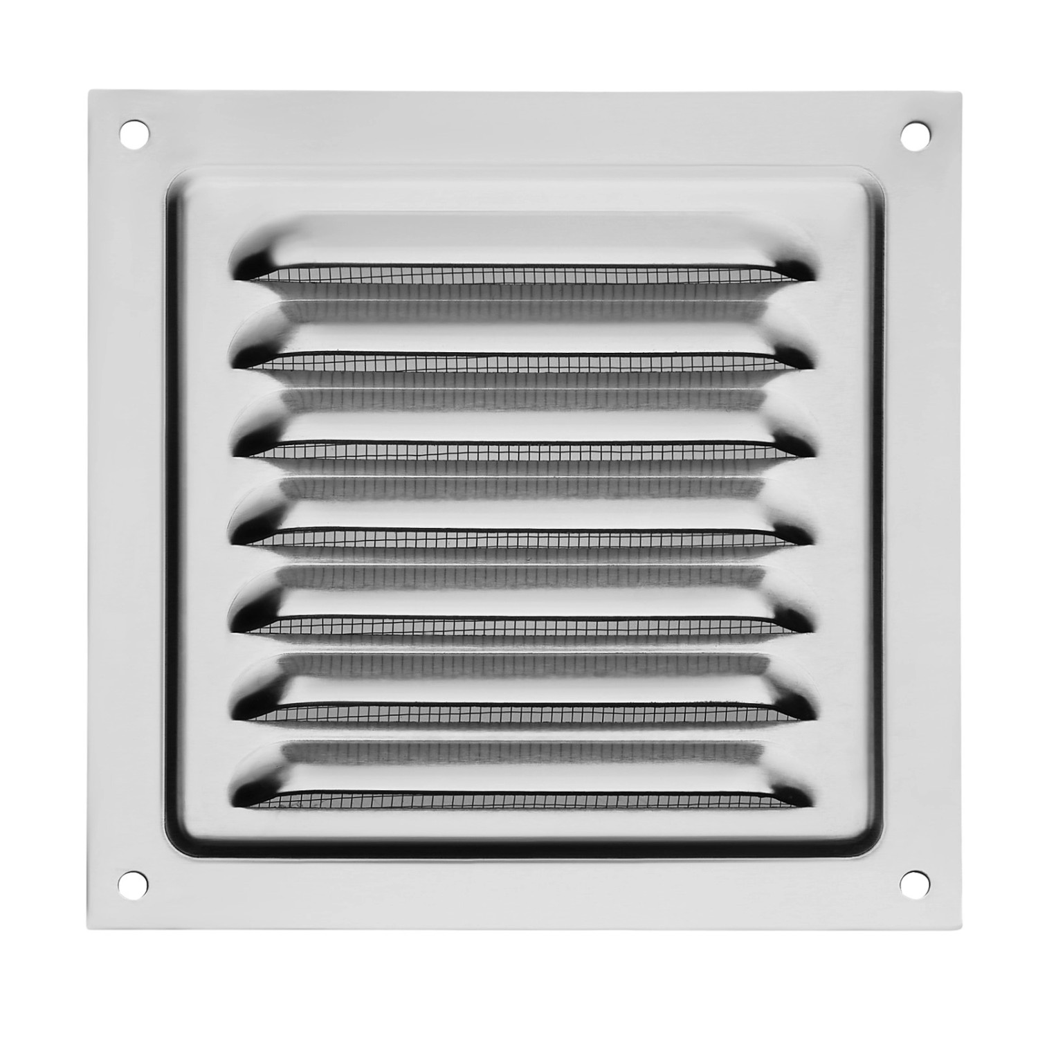 SOTECH Aluminium-Lüftungsgitter 125 x 125 mm Edelstahloptik Aufschraubbar mit Insektenschutz_2