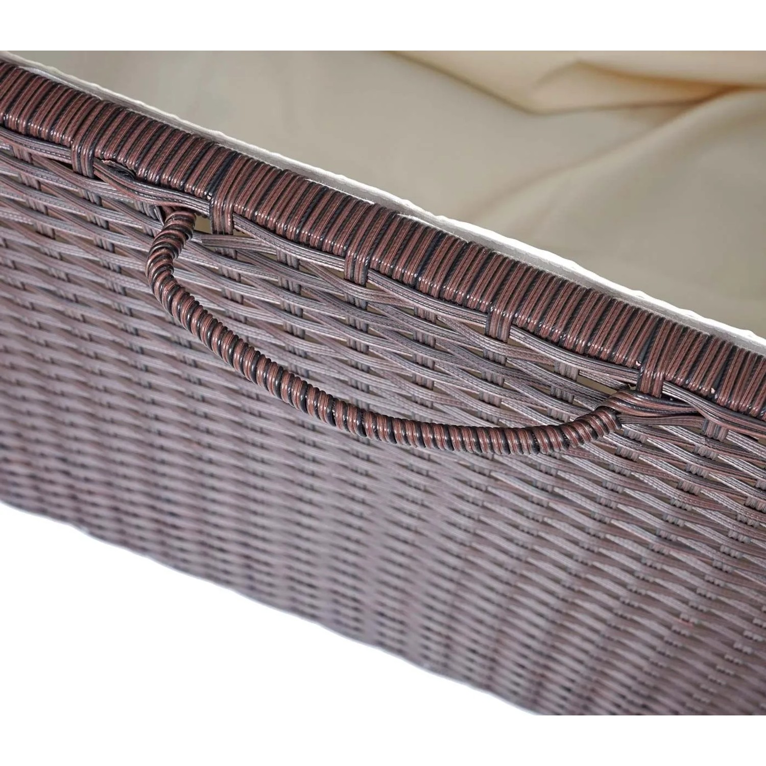 Proregal Poly-Rattan Kissenbox HxBxT 51x100x50cm Premium Braun 170L Gartentruhe Auflagenbox Truhe_7