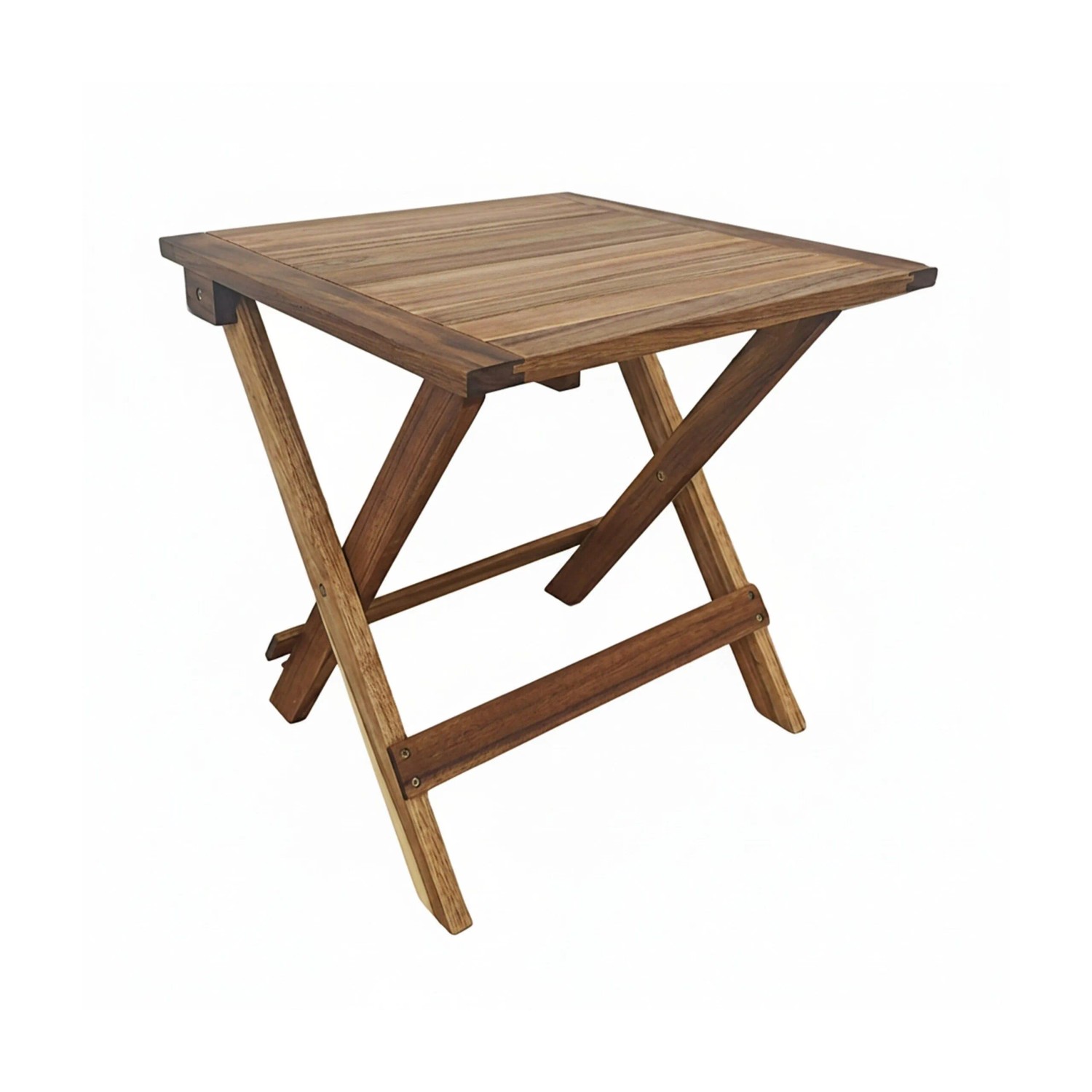 Relaxdays Klapptisch Akazienholz Braun Wetterfest 46 cm x 46 cm x 46 cm